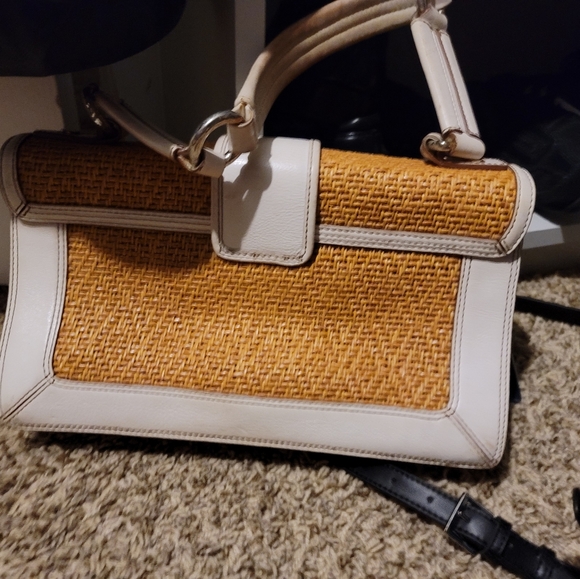 Maxx leather weave straw purse - Picture 3 of 11
